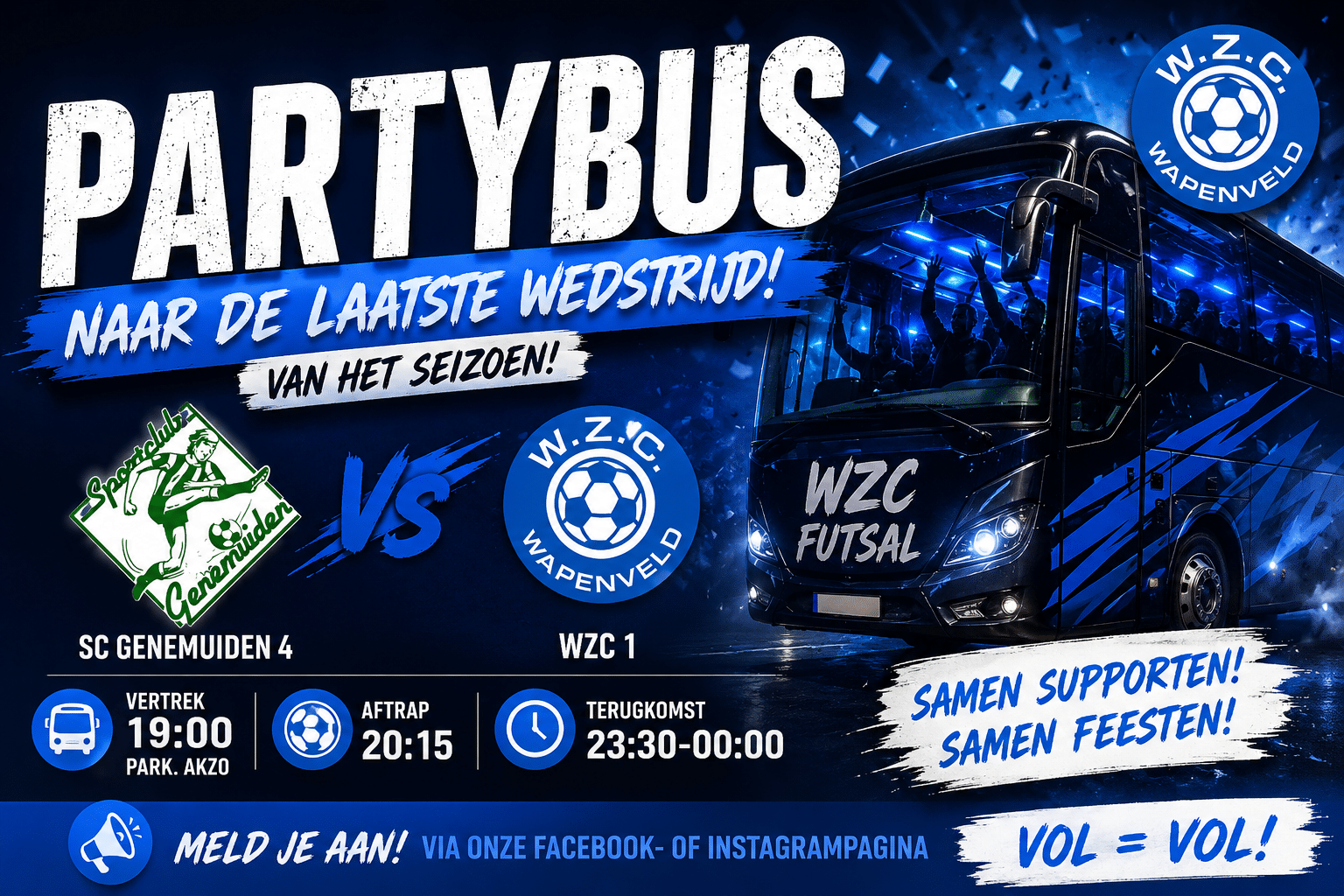 🚍🎉 PARTYBUS NAAR DE LAATSTE WEDSTRIJD VAN HET SEIZOEN! 🎉🚍